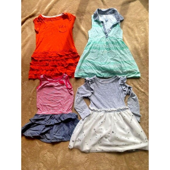 Girls Lot of 4 Play Dresses Cotton Stretch Mixed Brands Old Navy JCrew size 3T - Picture 2 of 15